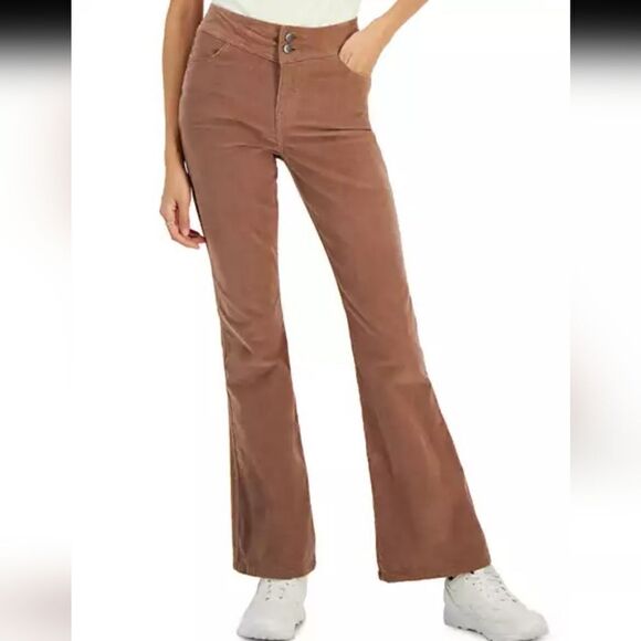 Celebrity Pink High-Rise Curvy-Fit Flare-Leg Corduroy Pants 3 - Picture 1 of 15